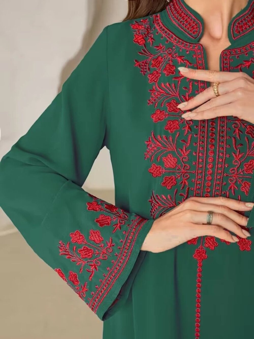 Women Dress Elegant Embroidered Arabian Gown Abaya Long Dress Burkha Size XL - Picture 4 of 12